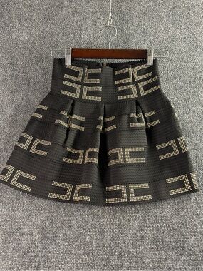 Solution Textured Black Circle Skirt